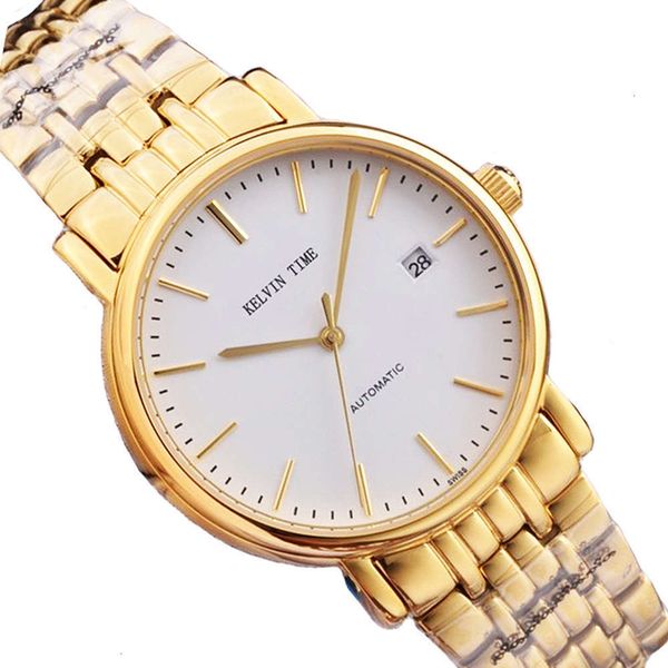 

steel simple fine series jf leather mechanical magnificent automatic waterproof men's watch 2021, Slivery;brown