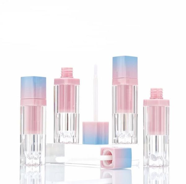 100 pz Piazza Vuota Lip Gloss Tubo Bottiglia Gradiente Rosa Blu Plastica Elegante Rossetto Contenitori Cosmetici Liquidi 5 ml Campione SN3329