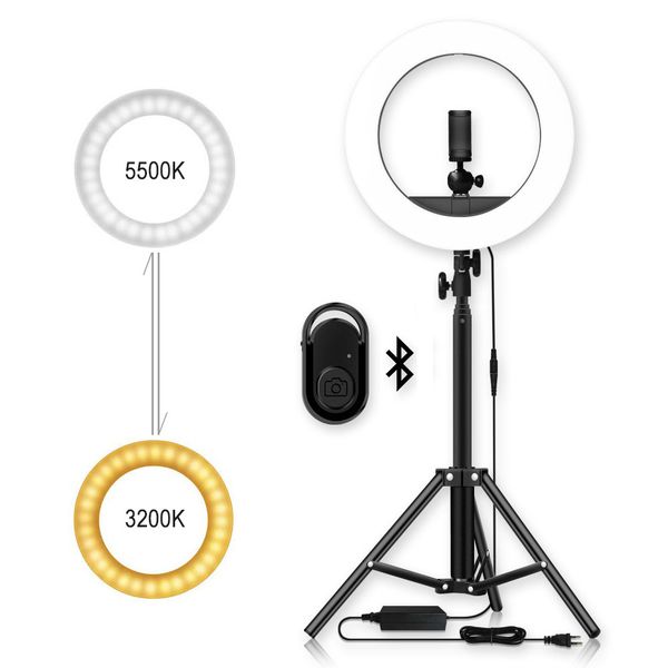 

фотостудия камера телефон видео 14inch 55w 240 шт. светодиодный кольцевой свет 5500k фотографии диммируемый кольцевой лампой с штативом 200с