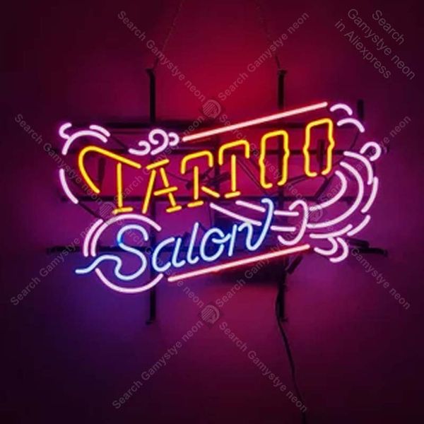 

24x18 real glass neon light sign vintage tattoo salon large shop heart lighting art uk present gift store front retro neon