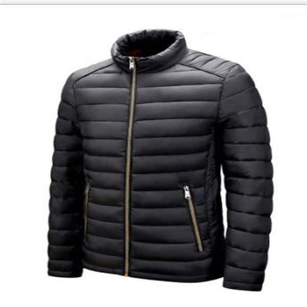 

winter fashion casual men's stand collar lightweight down cotton padded jacket new zipper long sleeve coat outwear1, Black