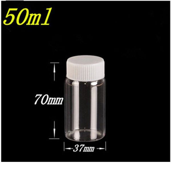 

37*70*24mm 50ml glass bottles with plastic cap transparent empty bottles jars cosmetic containers 12pcs/lot 37*70*2 bbyzln