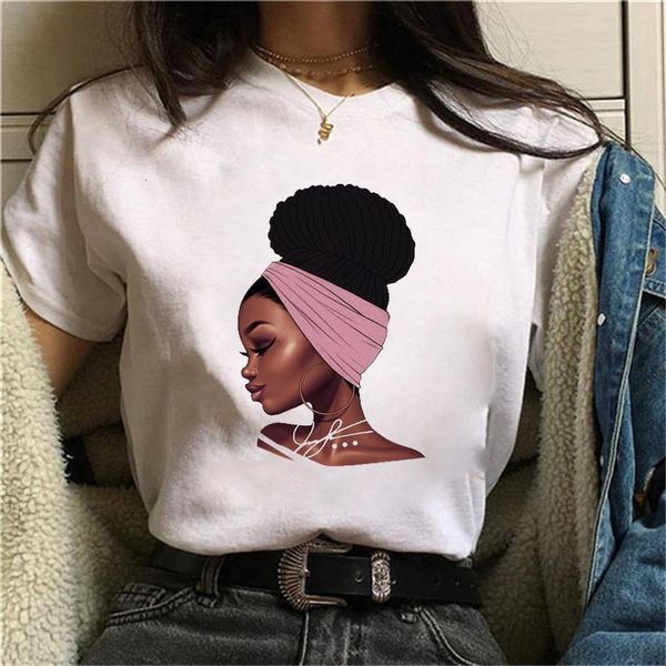 

new melanin poppin print female t-shirt fashion black girl tshirts summer white tshirt hip hop streetwear aesthetic