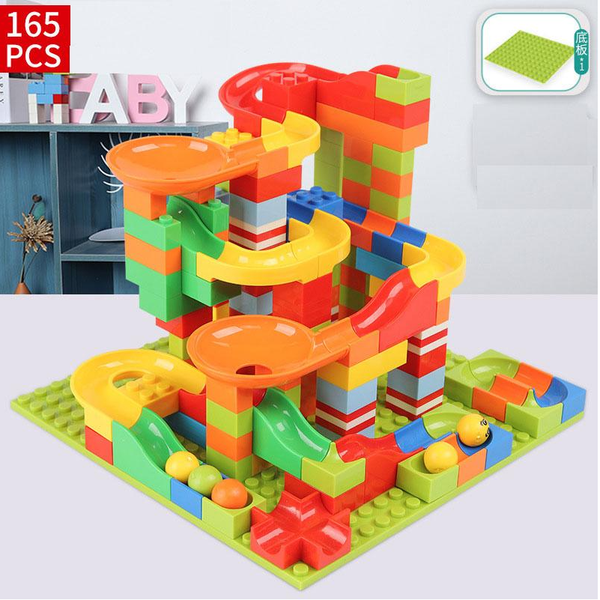 

martin799 165pcs / 330pcs crazy ball building blocks marble race run maze трекбол building blocks пластиковая воронка скользящей игрушка бло