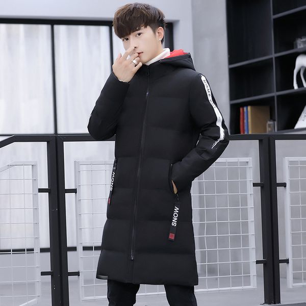 

winter clothes 13 teenagers 14 middle school boys 15 down 16 long cotton padded jaet 17 years old men's wear, Black