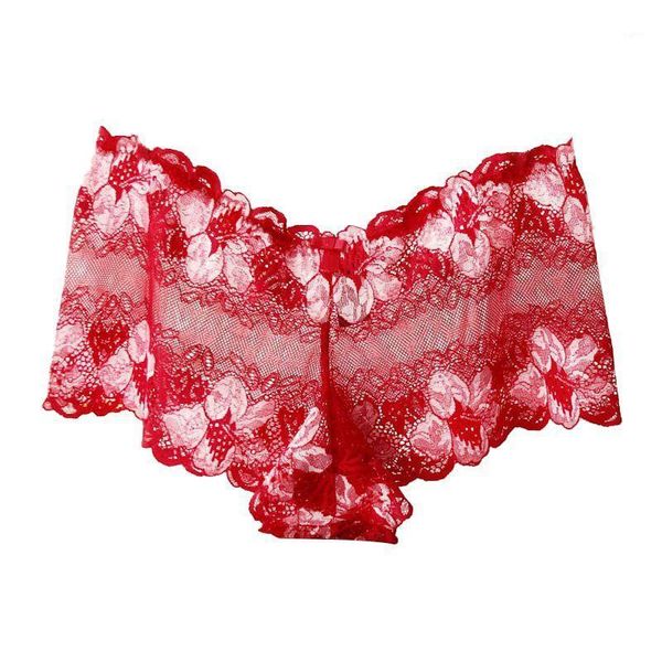 

women panties ladies fashion new boxer ladies full lace transparent mesh stitching contrast color floral panties -4xl1, Black;pink