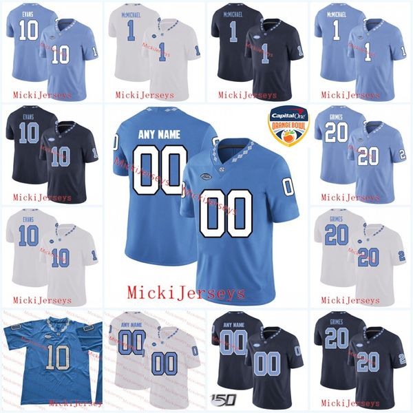 

custom north carolina tar heels football jersey 2 dyami brown 5 dazz newsome 8 michael carter 25 javonte williams 10 danny talbott 64 jonath, Black