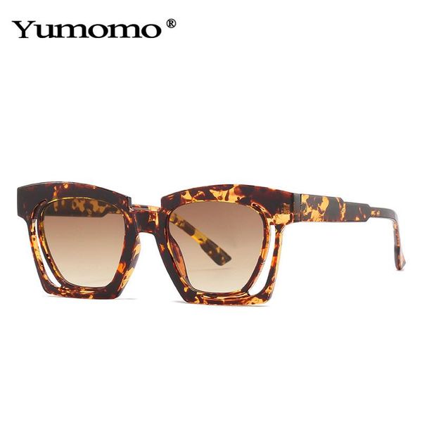 

sunglasses 2021 fashion gradient square women vintage unique hollow eyewear men champagne sun glasses shades uv400, White;black