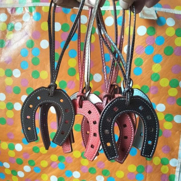 

keychains horsehoe hoof horseshoe pu leather keychain handbag keyring charm women bag accessories pendant j1841, Silver