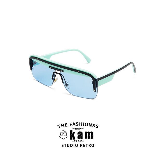 

hip hop candy color half frame 2019 new sunglasses men's and women's ocean film, White;black