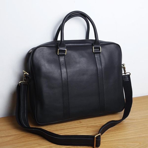 

briefcases wholesale- lan men's leather briefcase cow business handbag lapbag1