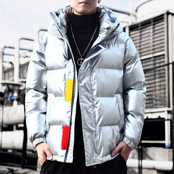 

men's winter short light down youth sier bright face cotton padded jacket lovers tide brand bread, Black