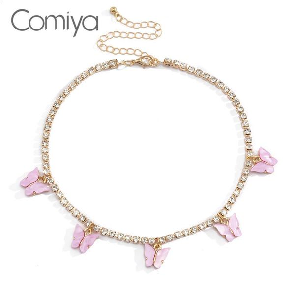 

chains comiya fashion necklace for women bijoux butterfly shape acrylic mosaic gold color links mujer collare maxi necklaces, Silver