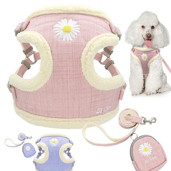 

soft warm pet dog harnesses vest leash set adjustable padded puppy cat harness lead for small medium dogs cats chihuahu bbysgc