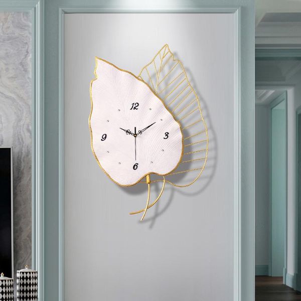 

wall clocks leaf modern design clock home decor large metal art hanging decoration for living room silent