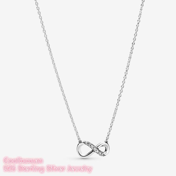 

sparkling infinity collier necklace with clear cz 925 sterling silver jewelry necklace for woman elegant fashion jewelry q0531