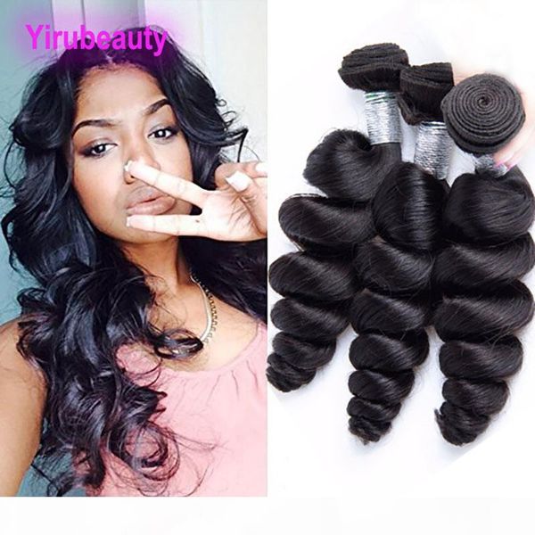 

brazilian virgin hair loose wave double wefts 3 bundles hair extensions loose wave 95-00g piece hair weaves weft from yiruhair, Black;brown
