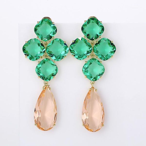 

fashion green cz drop earrings earrings 20201, Silver