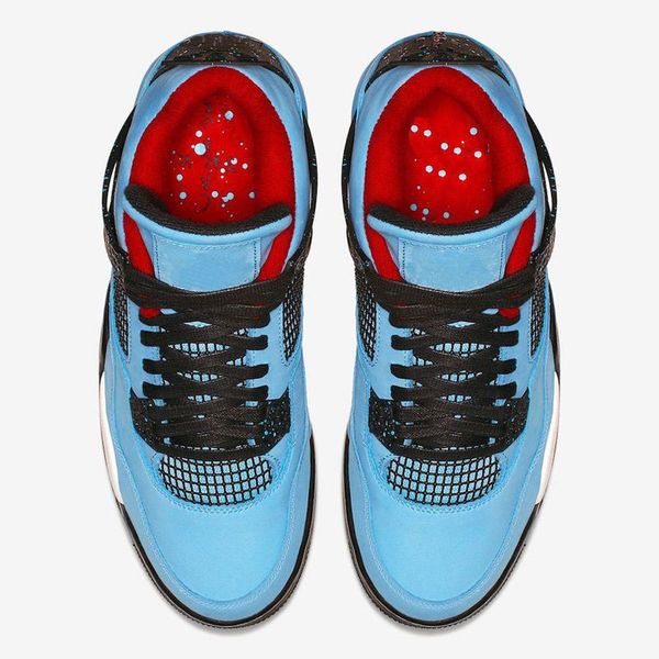

with box new arrival men travis x 4 houston basketball shoes 4s university blue/varsity red-black cactus