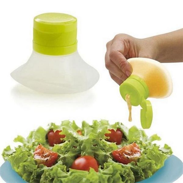 

protable silicone salad bottle oil bottles soft safety picnic camping mini salad cans home kitchen tools hha1521