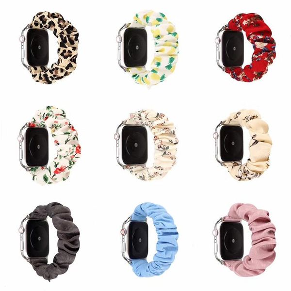 Para a Apple Watch Series 6 5 4 3 2 Flores de Leopardo de Moda Soft Scrunchie Casual Banda relógio de pulso