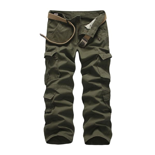 

spring 2020 fall new cargo men's camouflage big size loose male overalls straight line military casual pants th57, Black
