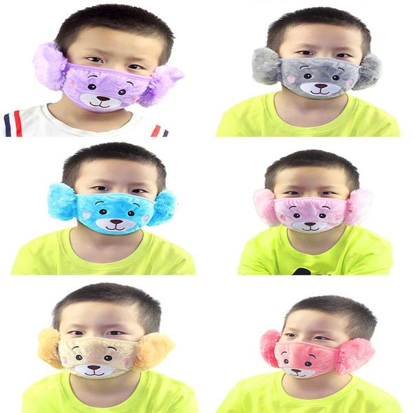 

designer face masks luxury autumn and winter the new warm plush mask earmuffs ear protection combo bear outdoor child cartoon mask