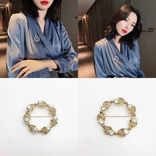 

fashion rhinestone brooch pins for women wedding pearl pin decoration shawl collar shirt pin buttons girls sweater brooches kimter-k124fa