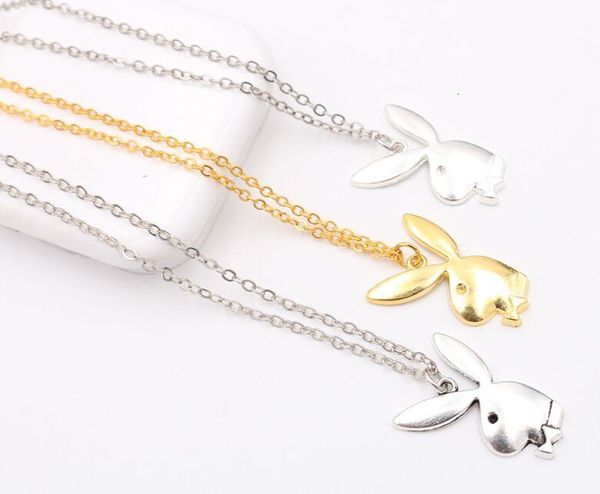 

cute necklace, three pendant, color rabbit gentleman charm, diy jewelry, friend's gift, tibetan silver