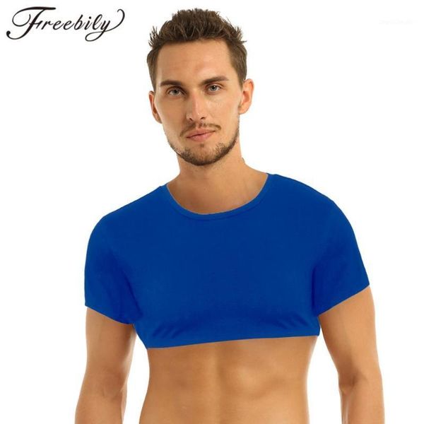 

running jerseys t-shirts mens sports cotton t-shirt round neck short sleeves homme cropped basic pullover casual crop t-shirt1, Black;blue