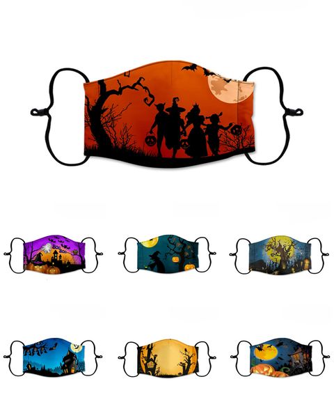 

mask 7 styles halloween face pumpkin printed skull protective ear-loop facial masks washable reusable breathable party m hdg2