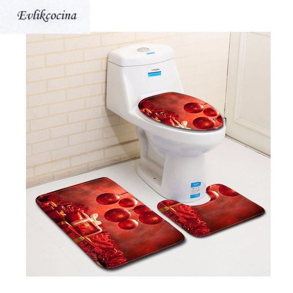 

bath mats 3pcs santa gift bells banyo paspas bathroom carpet toilet mat set pad tapis salle de bain alfombra bano