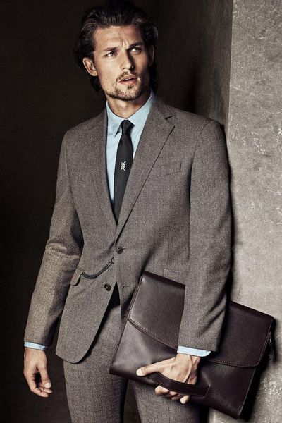 

men's suits & blazers 2021 latest coat pant designs grey tweed men suit slim fit skinny 2 piece groom tuxedo custom blazer ternos jacke, White;black
