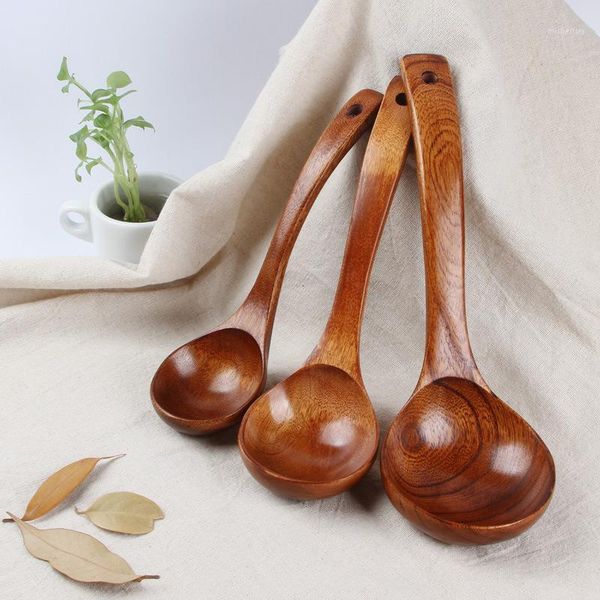 

spoons 1pcs natural wood soup spoon scoop dinnerware tableware1