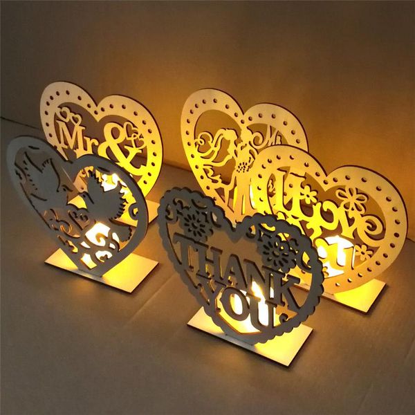 

heart shape wooden sign candlestick decor letters dove bride candle stand led candle light halloween party wedding diy supplies wmtfms