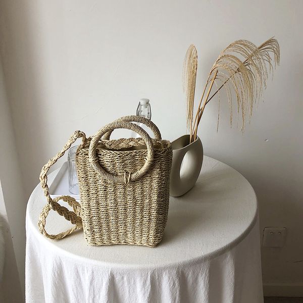 

hbp non-brand new summer 2021 woven bag women's simple ring handbag one shoulder messenger bag beach straw bag 1 sport.0018 7znn
