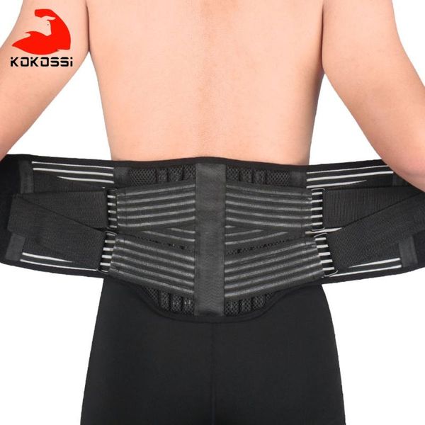 

waist support kokossi lumbar belt strong lower back corset trainer sweat slim for sport pain relief, Black;gray