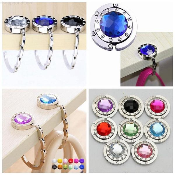 

alloy folded fashion handbag portable crystal tote rhinestone hanger bag desk hook holder