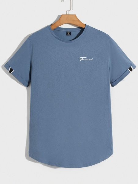 

men letter graphic curved hem tee p4p1#, White;black