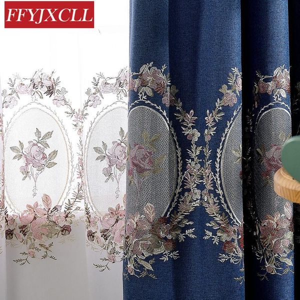 

green blue thick embroidered velvet curtains for living room elegant window curtains for bedroom faux linen drapes