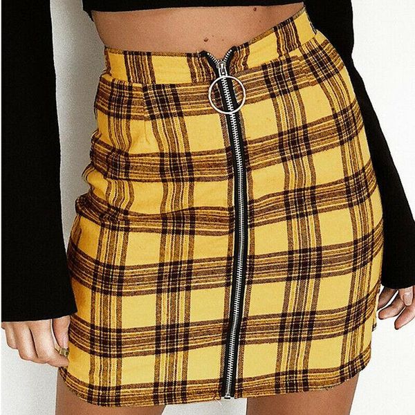 

women skirt dresss summer high waist hip skirt fashion slim fit plaid office1, Black