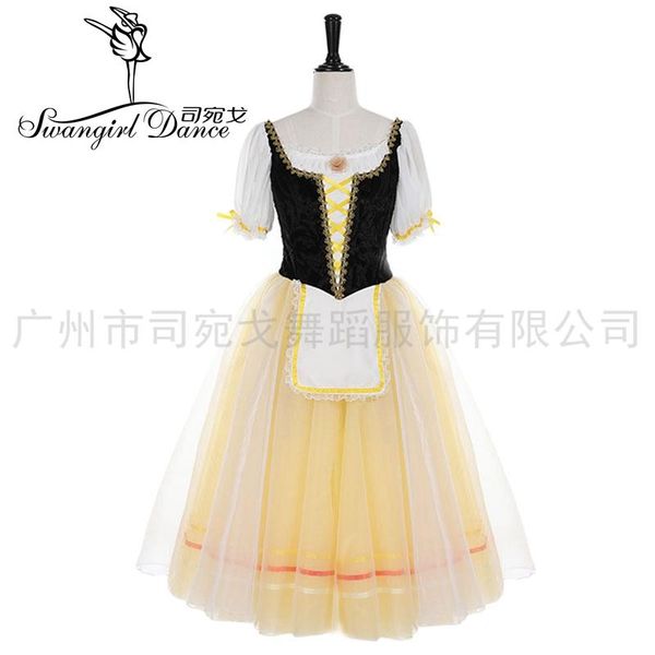 

stage wear black yellow giselle romantic professional ballet tutu dress girls maid ballerina classical bt3030a, Black;red