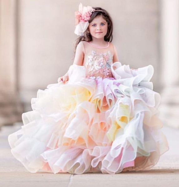 

colorfull lace beaded flower girl dresses sheer neck tulle little girl wedding dresses communion pageant dresses gowns, White;blue