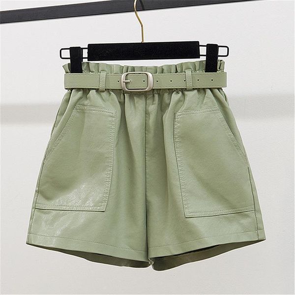 

high waisted shorts for women plus size high-waist pu shorts autumn and winter new korean fashion1, White;black