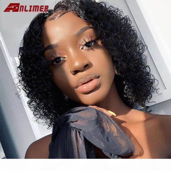 

13x4 bob парик кружева передние человеческие волосы парик изгиб вьющиеся вьющиеся бразильские джерри скручиваемость волос кружева волос с на, Black;brown