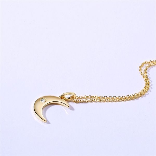 

qwc lb62 stainless steel necklace sell popular single 19mm moon shape lover gift women jewelry stars stone q1209, Bronze;silver