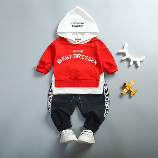 

fashion children clothes spring autumn baby girls clothing set boys cotton hooded t-shirt pants sets casual kids tracksuits lj201203, White