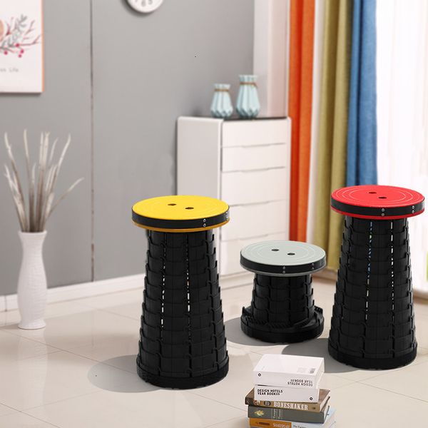 

portable folding telescopic chair plastic stool outdoor retractable household bench folding storage stool