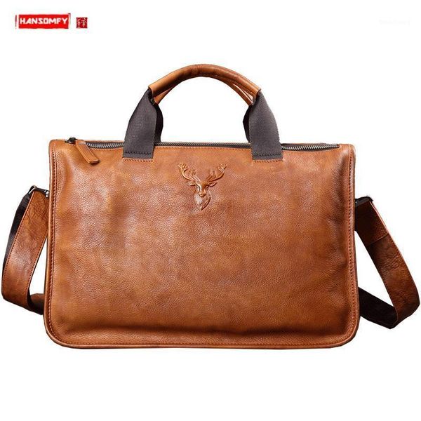 

genuine leather handbag men's bag casual business men briefcase shoulder messenger computer schoolbag fashion trend travel bags1