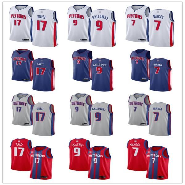

mens womens youth detroit pistons 17 tony snell 9 langston galloway 7 thon maker blue white red grey custom basketball jerseys, Black;red